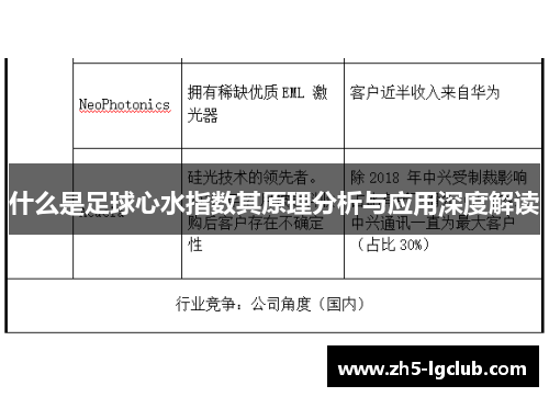什么是足球心水指数其原理分析与应用深度解读