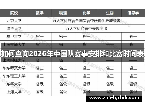 如何查询2026年中国队赛事安排和比赛时间表
